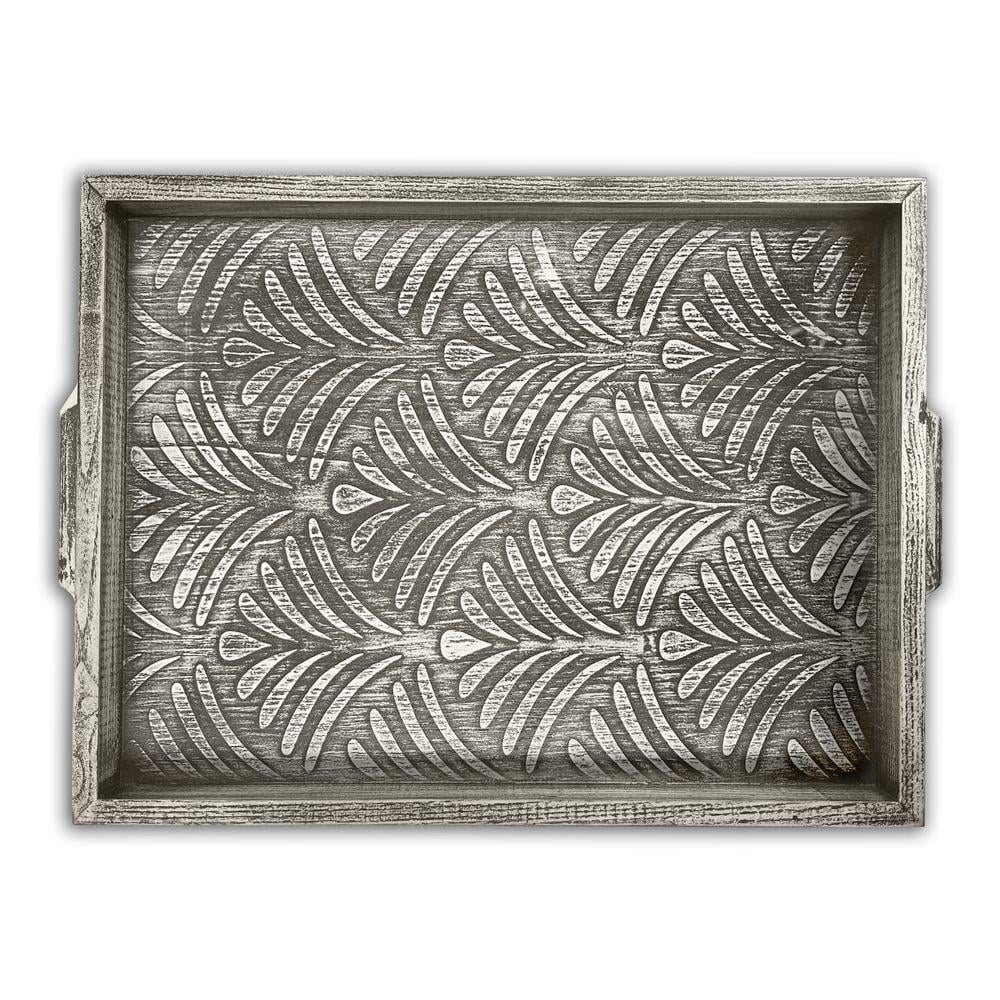 Піднос дерев'яний Візерунок вінтаж 30х40 см Сірий (хрп1004св)