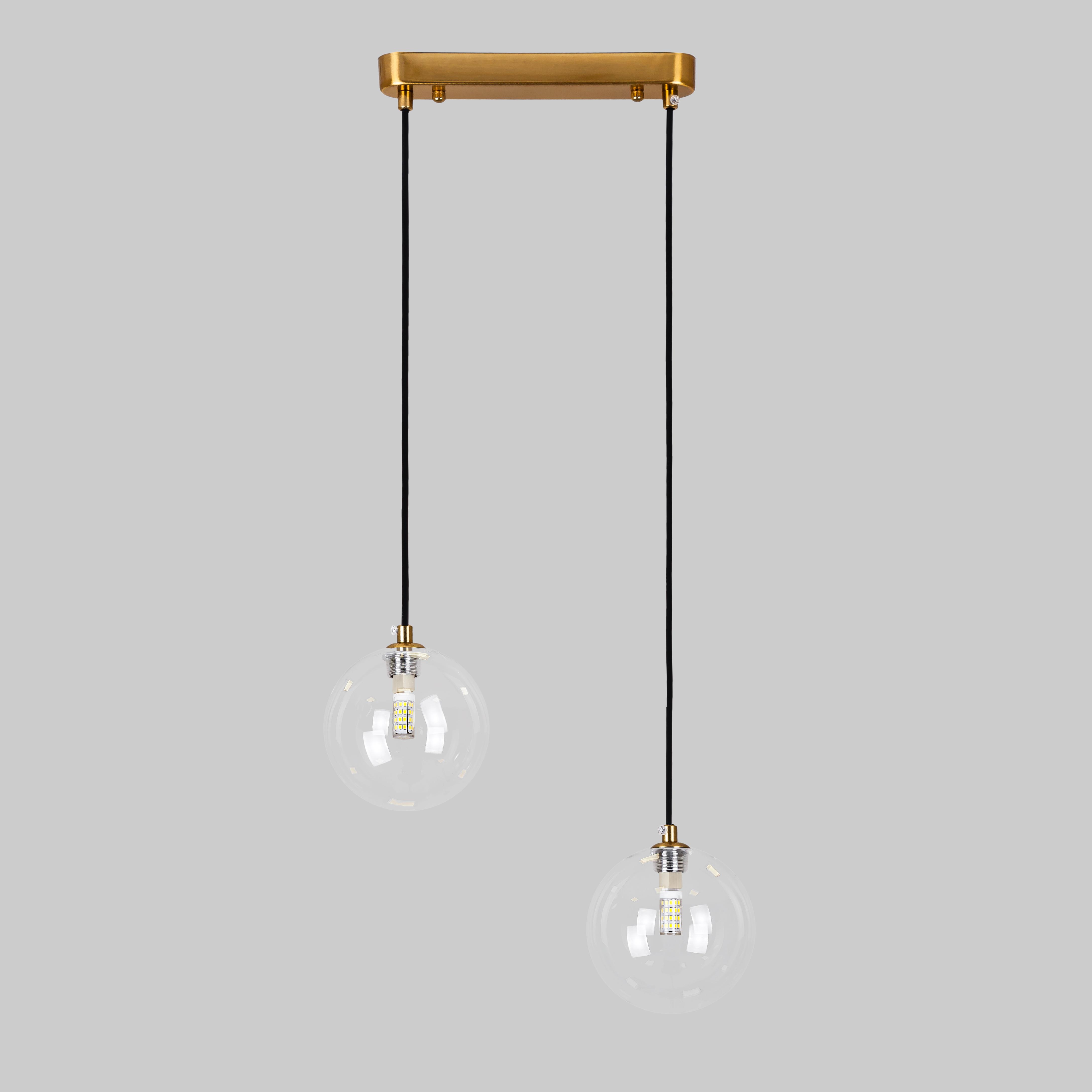 Люстра с плафонами 12 см Бронзовый/Прозрачный (61-P120F-2 BRZ+CL 240)