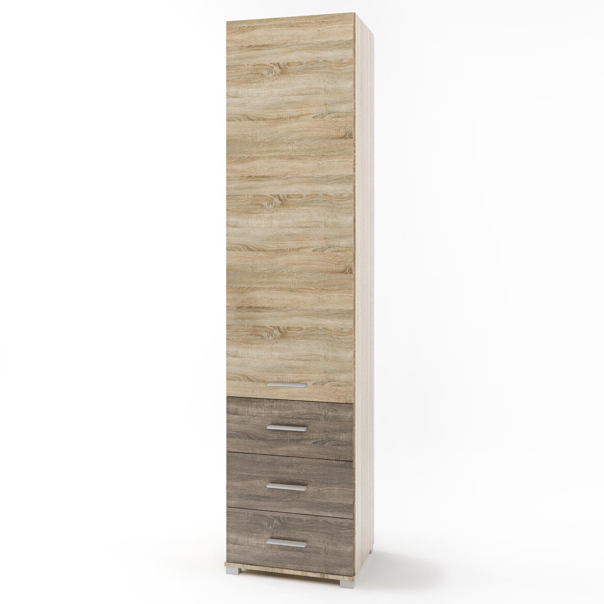 Шкаф-пенал закрытый Эверест Бриз-17 с ящиками Дуб сонома/Трюфель (ES-10206)