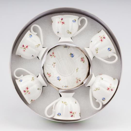 Набор чашек с блюдцами Цветочный вальс 230 мл на 6 персон (90921)