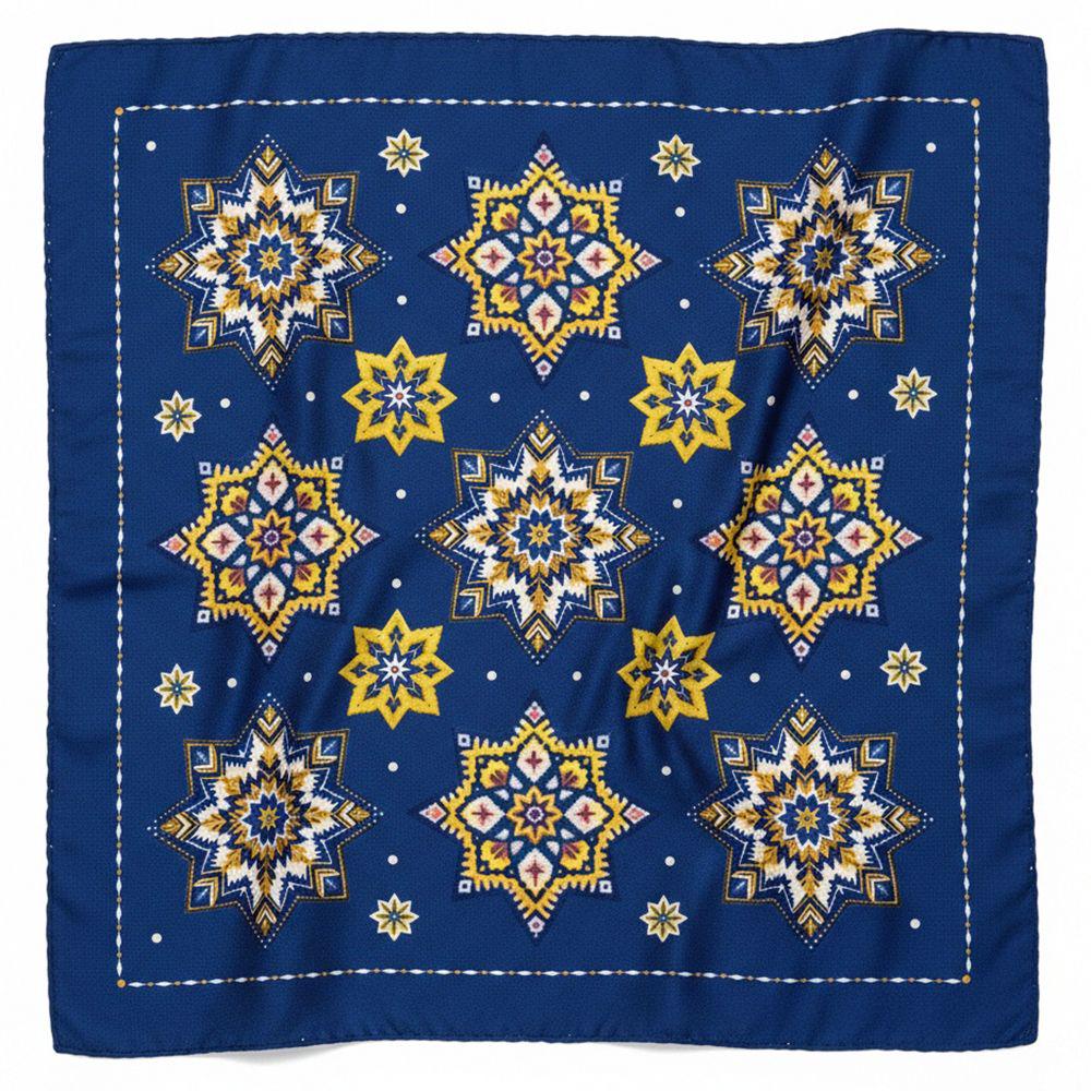 Платок шелковый Presentville Армани с принтом Звезды на синем фоне 68х68 см (HUST_26NY008)