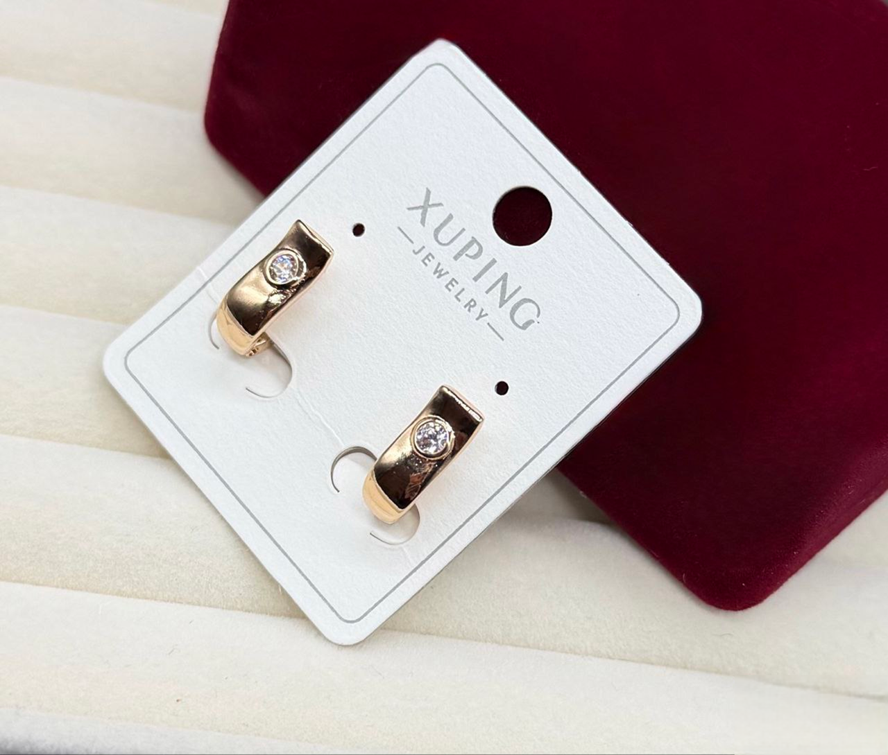 Серьги полукольца Xuping гипоаллергенное медицинское золото с камнем (2906511548)