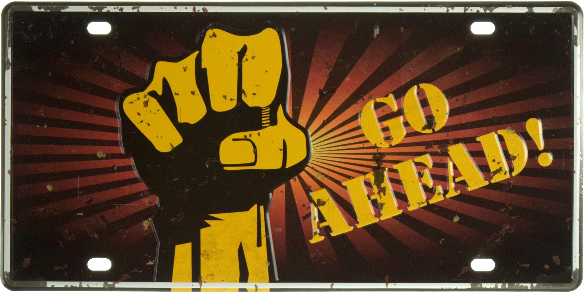 Табличка металлическая Вперед!/Go Ahead! 15x30 см