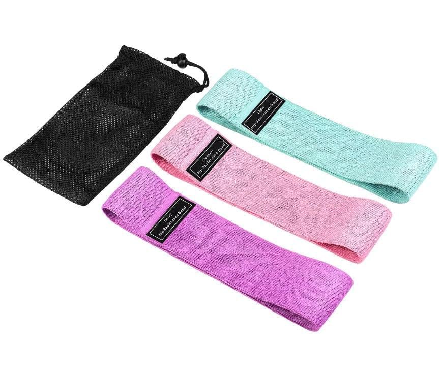 Резинки для фитнеса и спорта Hips тканевые 3 шт. и мешочек