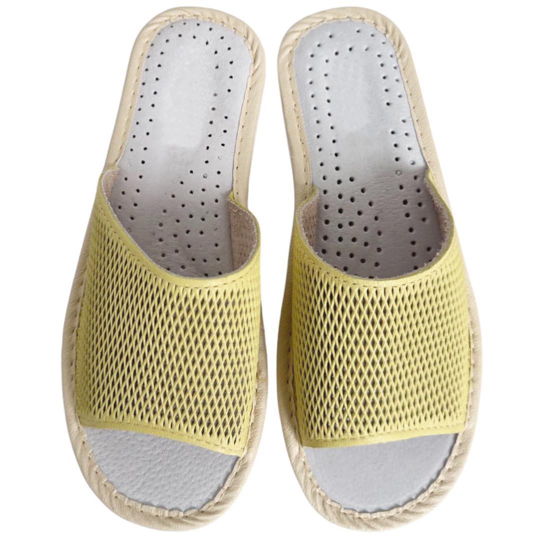 Домашние тапочки женские из натуральной кожи р. 40 Желтый (2632308075)