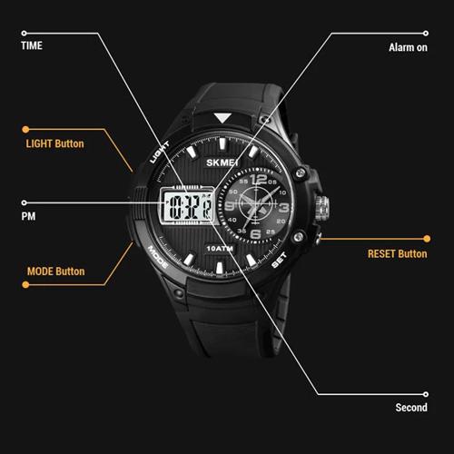 Наручний годинник з підсвічуванням Skmei 1761BKWT 3 ATM 49 мм Black - фото 3 Наручний годинник з підсвічуванням Skmei 1761BKWT 3 ATM 49 мм Black - фото 3