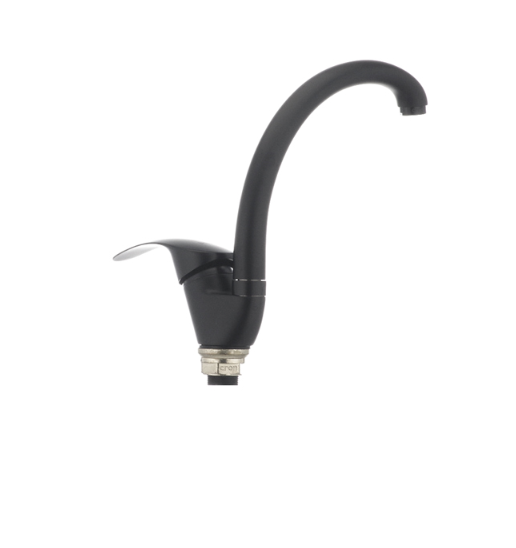 Смеситель для кухни Cron MARS-777 с высоким изливом однорычажный цинковый сплав Черный (b-CR0785) - фото 2