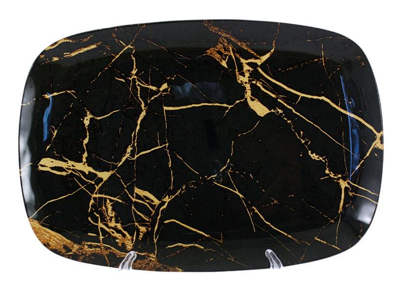 Блюдо Lumines стеклянное прямоугольное 345х235 мм Черный мрамор (445012CS-306Z)