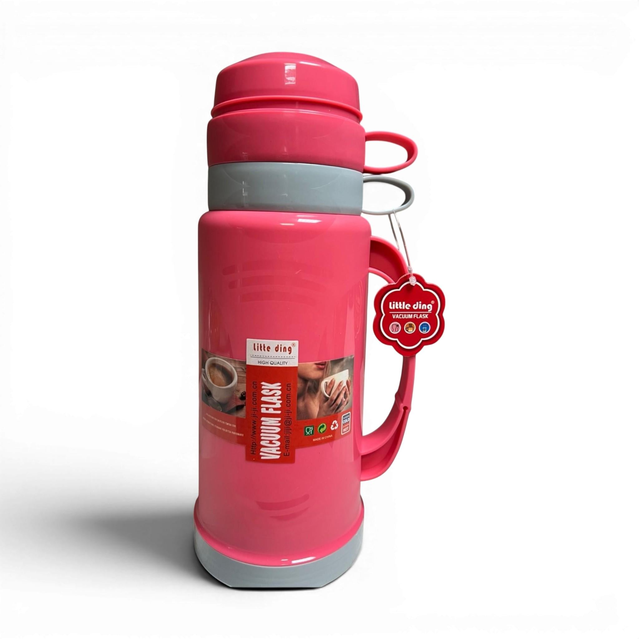 Термос UKC T145 з скляною колбою та двома чашками 1000 мл Pink (11384Pink)