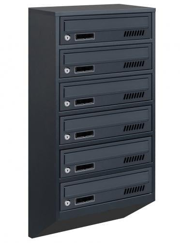 Почтовый ящик Галиндустрия Е1-06-A многосекционный на 6 квартир металлический Антрацитовый (132-119-000004670)
