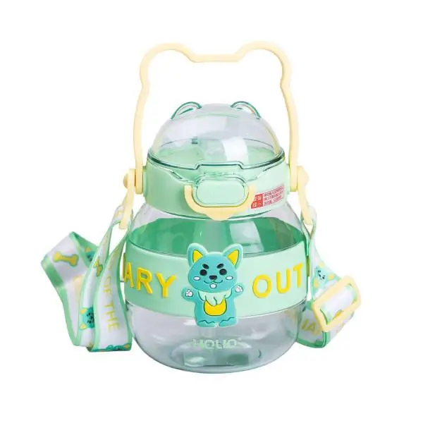 Пляшка для води дитяча з трубочкою з ручкою та ремінцем 580 мл Зелений (6752) - фото 1 Пляшка для води дитяча з трубочкою з ручкою та ремінцем 580 мл Зелений (6752) - фото 1