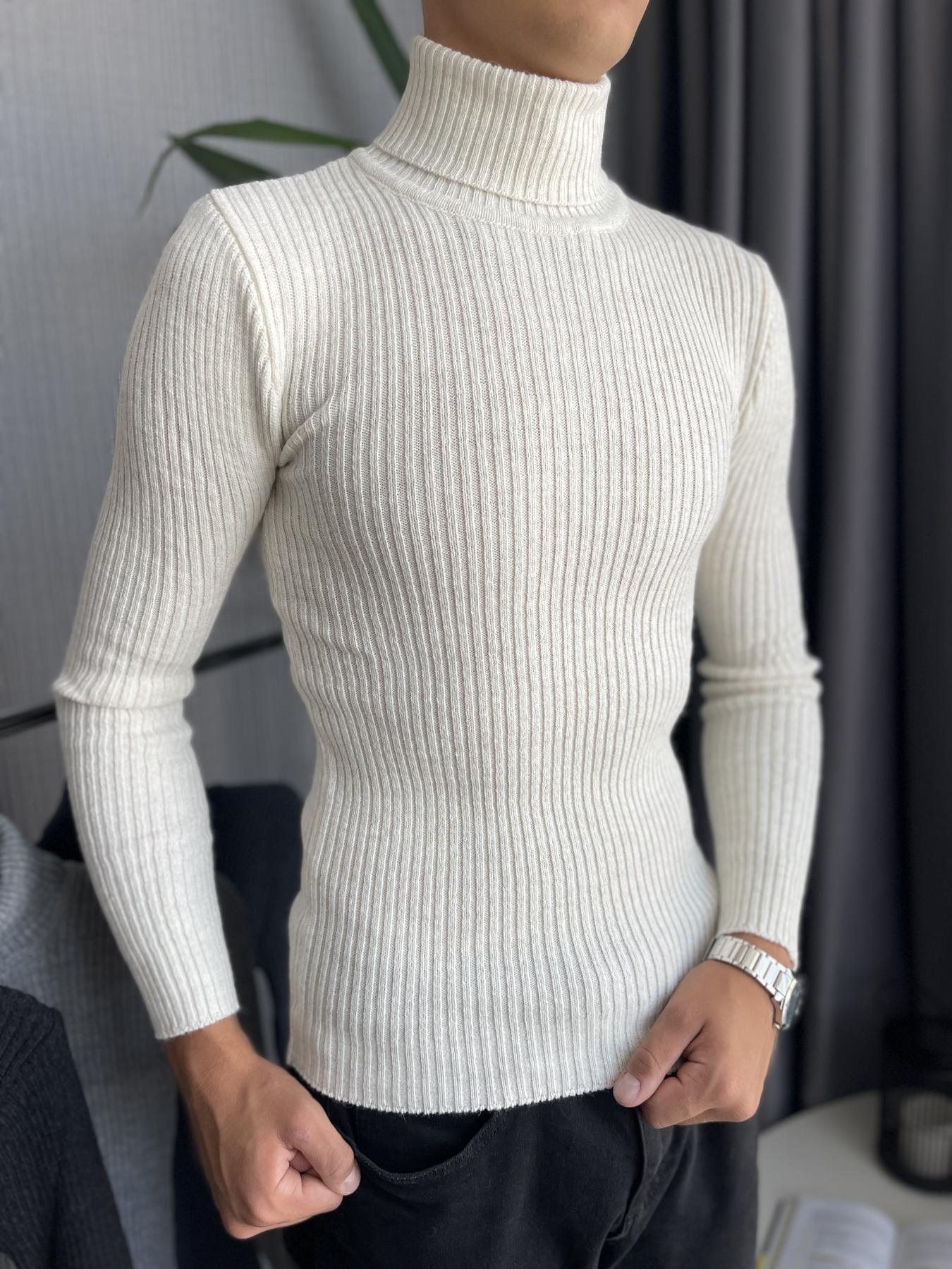 Гольф мужской в рубчик зимний с высоким горлом M Белый (25537) - фото 7 Гольф мужской в рубчик зимний с высоким горлом M Белый (25537) - фото 7