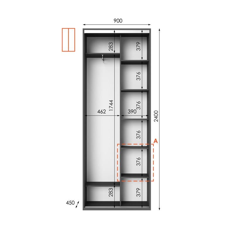 Шафа-купе Idea серія 10 90х45х240 см Антрацит (1152) - фото 2