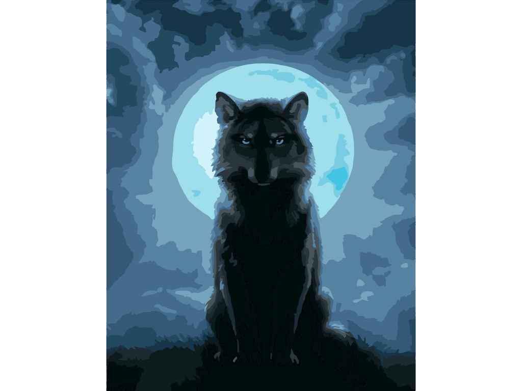 Картина по номерам Strateg Волк и луна 40х50 см (DY268)