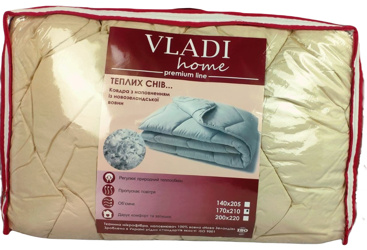 Ковдра стьобана Vladi Premium вовняна двоспальна 170х210 см (c71dabbd)