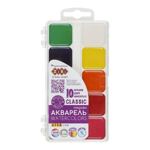 Акварель ZiBi CLASSIC 10 цв. без/п пласт./кор. (ZB.6583)