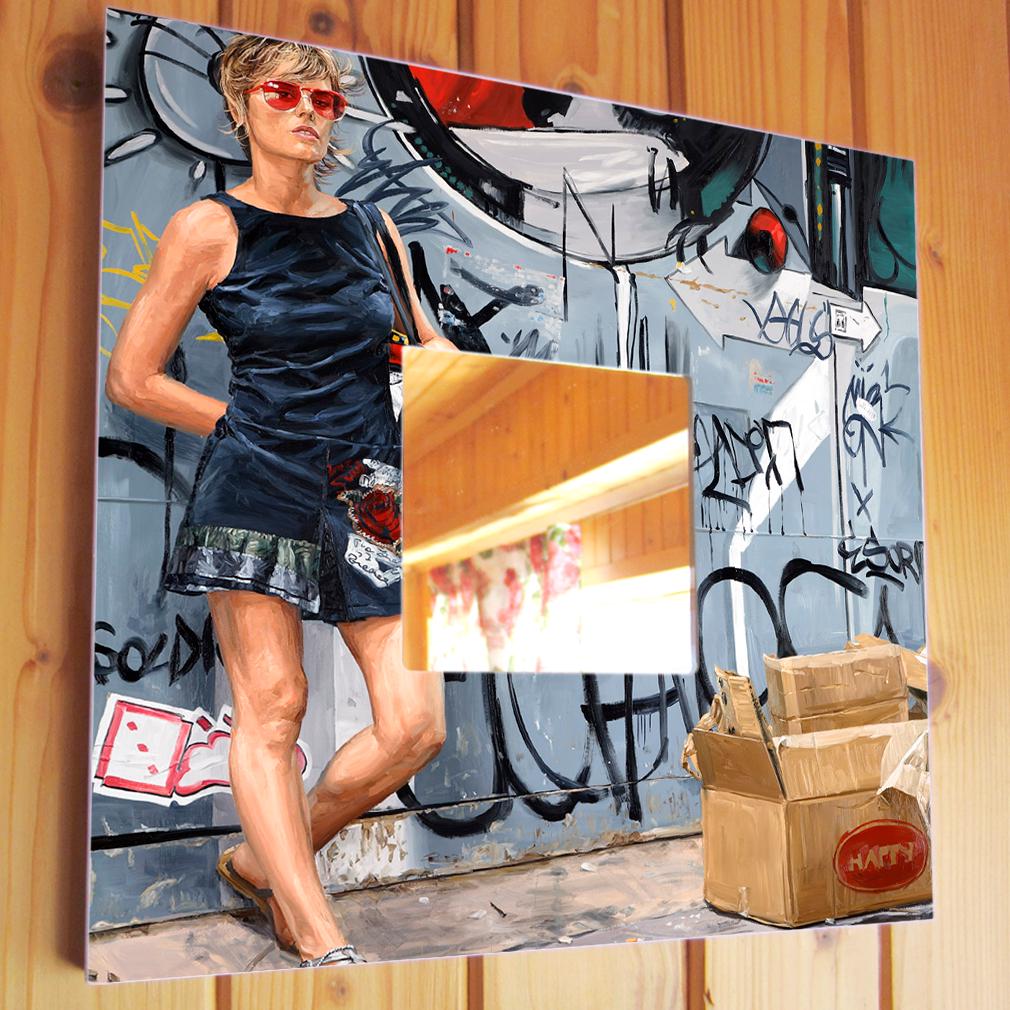 Дзеркало з малюнком Вуличне життя Фотореалізм 260х260 мм (M00335)