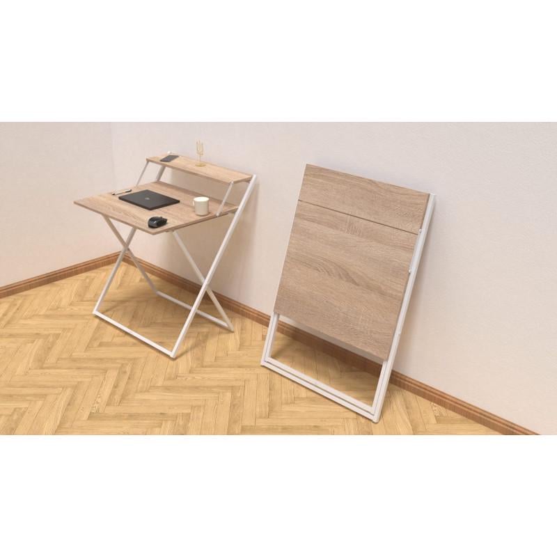 Стол трансформер Ferrum-decor Kompakt 2 металл/ДСП 16 мм Белый/Дуб Сонома (FRD-104700) - фото 3 Стол трансформер Ferrum-decor Kompakt 2 металл/ДСП 16 мм Белый/Дуб Сонома (FRD-104700) - фото 3