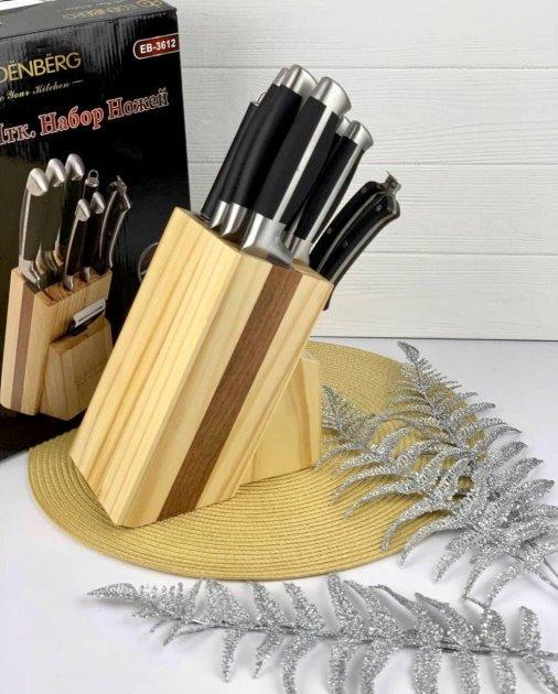 Набір кухонних ножів Edenberg із нержавіючої сталі на підставці 9 пр. (EB-3612) - фото 5 Набір кухонних ножів Edenberg із нержавіючої сталі на підставці 9 пр. (EB-3612) - фото 5