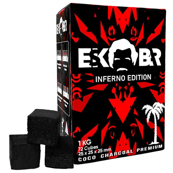 Кокосовый уголь для кальяна Eskobar 1 кг 72 кубика 25x25 мм