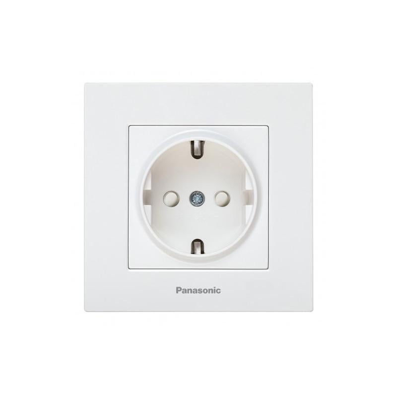 Розетка с заземлением Panasonic Karre Plus 55 с защитными шторками ABS Белый (WDTC92122WH-UA1)