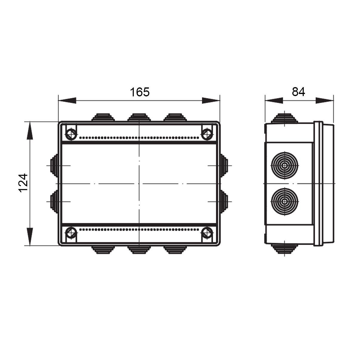 Розподільча коробка ДКС Express зовнішня 10 герметичних вводів IP55 PP 150х110х70 мм (54000) - фото 5 Розподільча коробка ДКС Express зовнішня 10 герметичних вводів IP55 PP 150х110х70 мм (54000) - фото 5