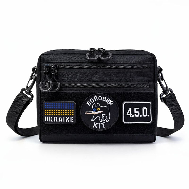 Сумка чоловіча Cordura 1732 black через плече патч-панель