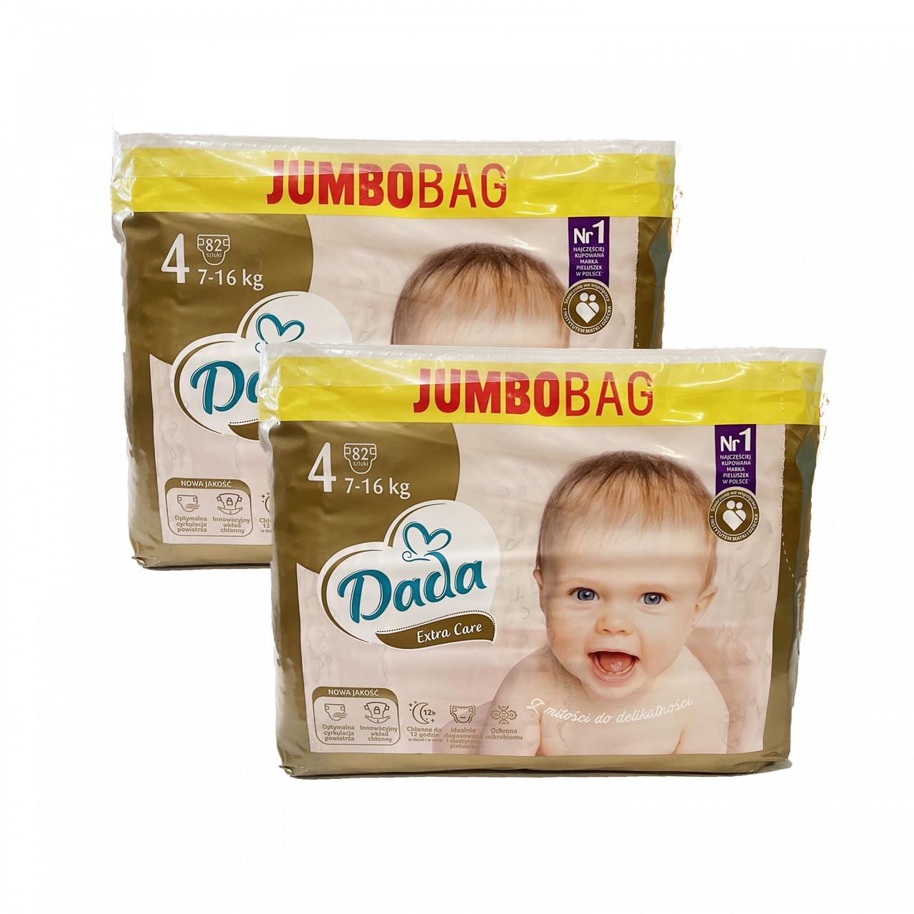 Підгузки дитячі одноразові Dada Extra Care Jumbobag р. 4 Maxi 7-16 кг 164 шт. (1838195556)