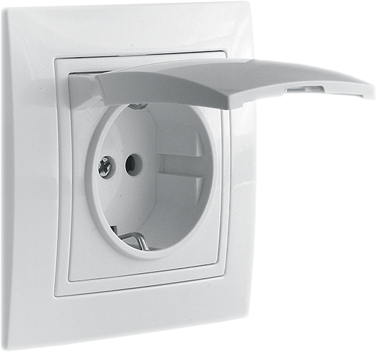 Розетка одноместная с крышкой MARSHEL ELEGANT RS16-373 с заземлением White