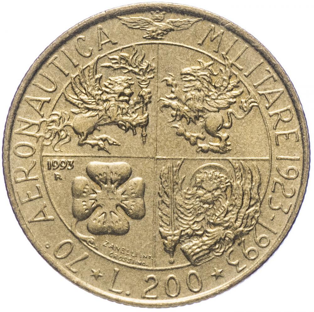 Коллекционная монета Италия 200 лир 1993 VF (KM#155)