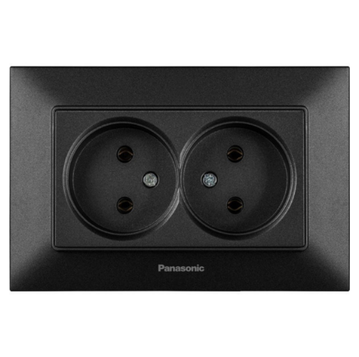 Розетка Panasonic Arkedia Slim двойная Черный (22586208)