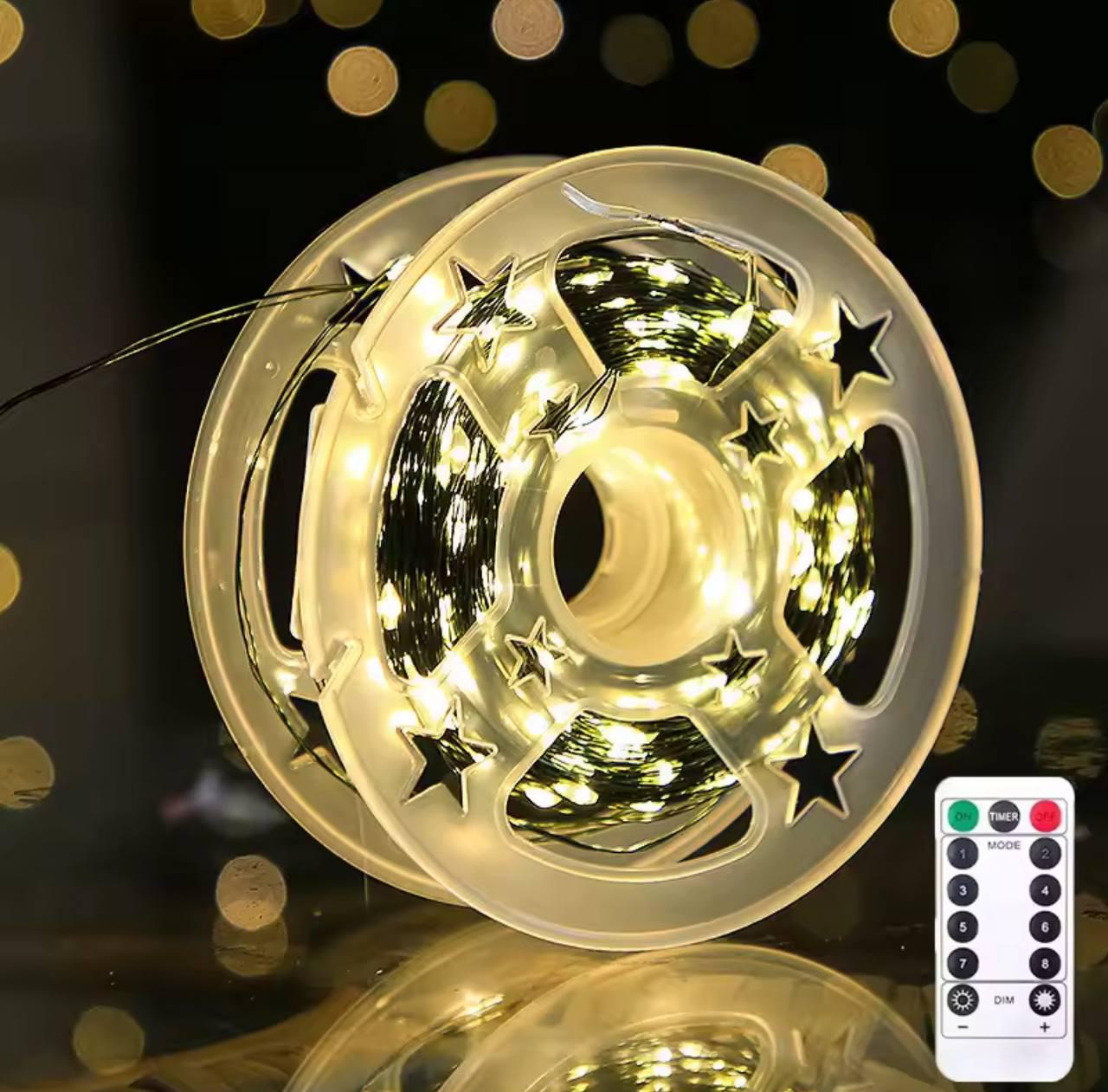 Гирлянда Роса капля от сети белый теплый 8 режимов с пультом управления 200 м Зеленый (1234)