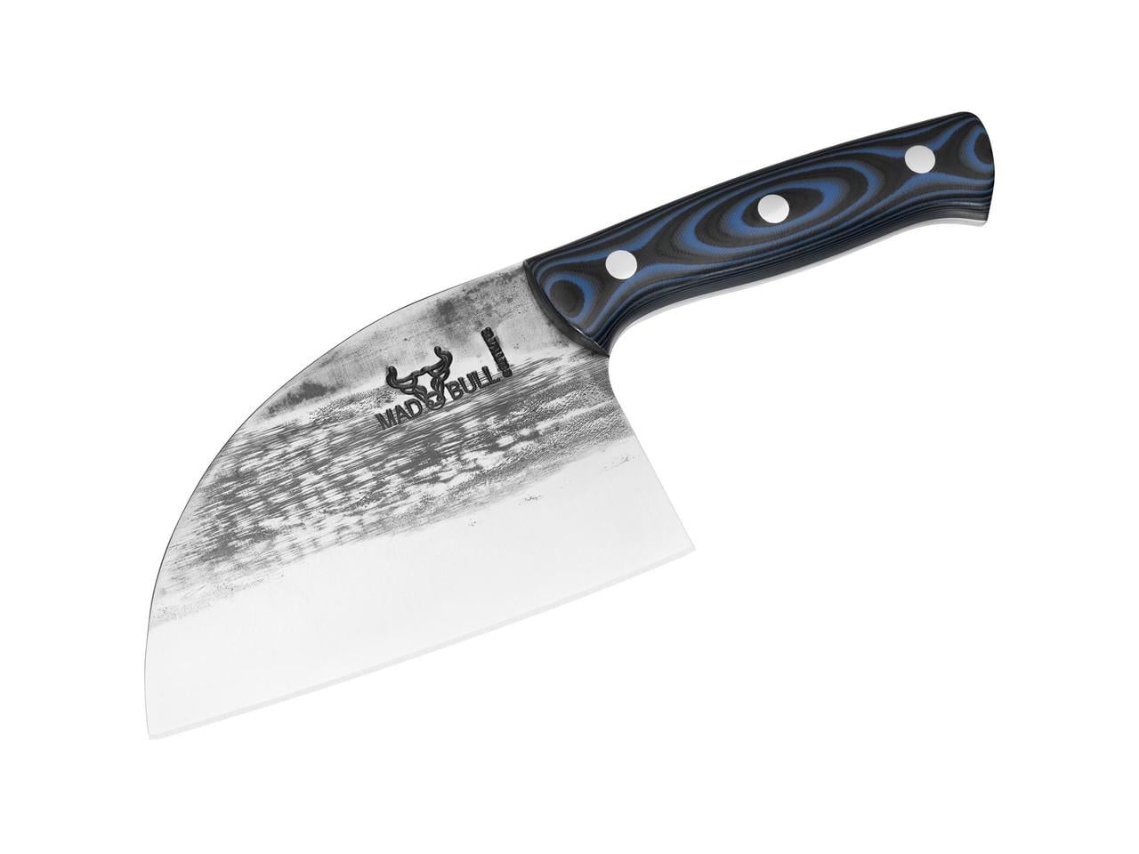 Нож сербский для мяса Samura Mad Bull 56-58 HRC из нержавеющей стали 145 мм Черный с синим (SMB-0041) Нож сербский для мяса Samura Mad Bull 56-58 HRC из нержавеющей стали 145 мм Черный с синим (SMB-0041)