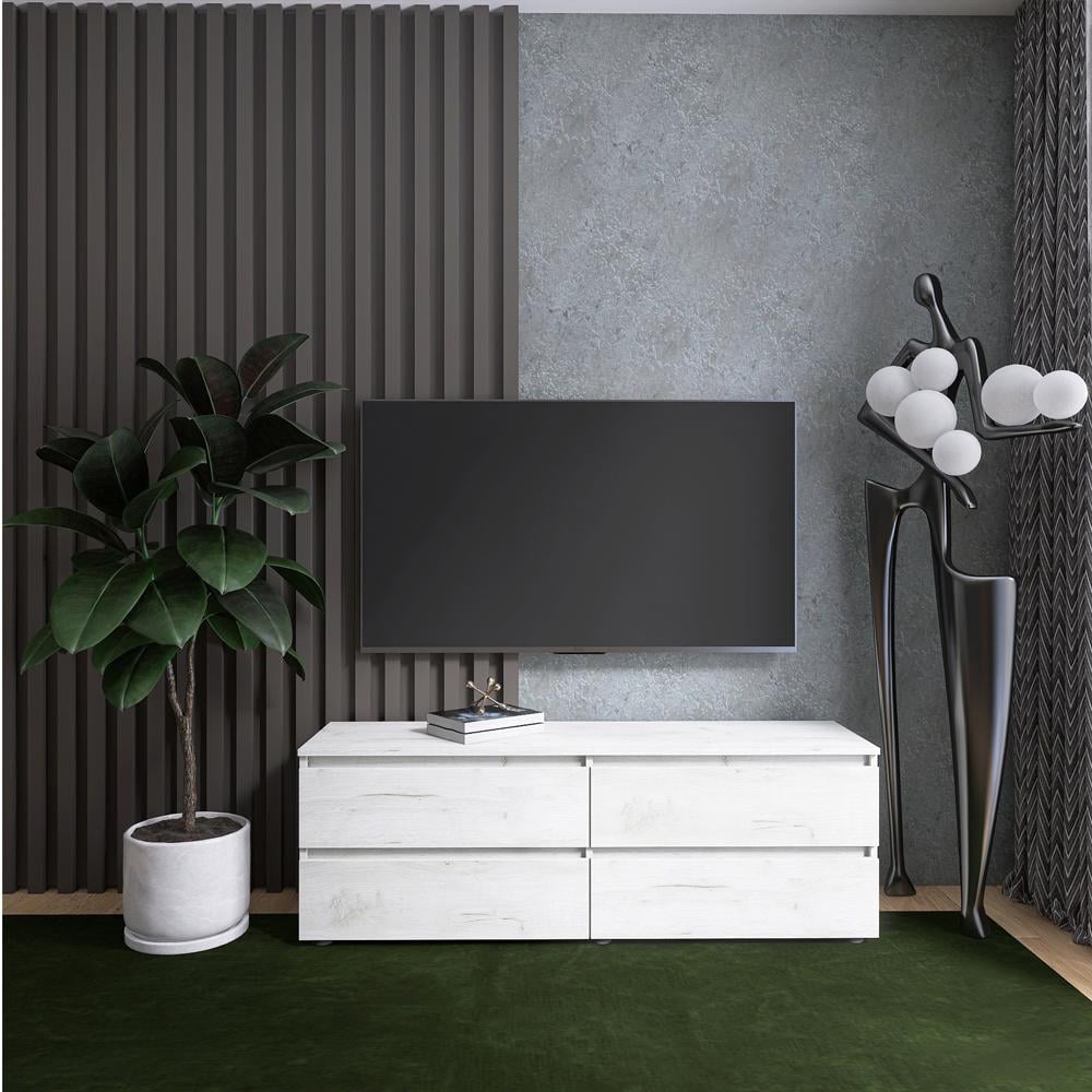 Тумба под телевизор Еверест ЛТВ-1400 Лайт 140х38х49 см Дуб Крафт Белый (EVR-071082)