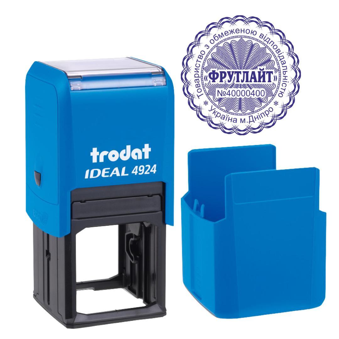 Печать ТОВ на автоматическом оснащении Trodat 4924 d 40 мм с колпачком Голубой (ООО22/4924/BU)