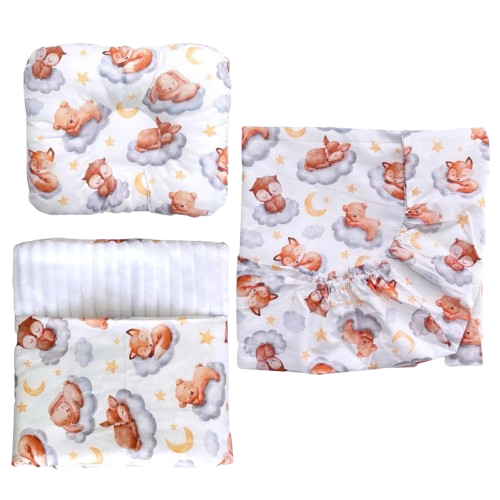 Набор в детскую кроватку RoyalBaby №25 Спящие зверушки с пледом 3в1 (142997)