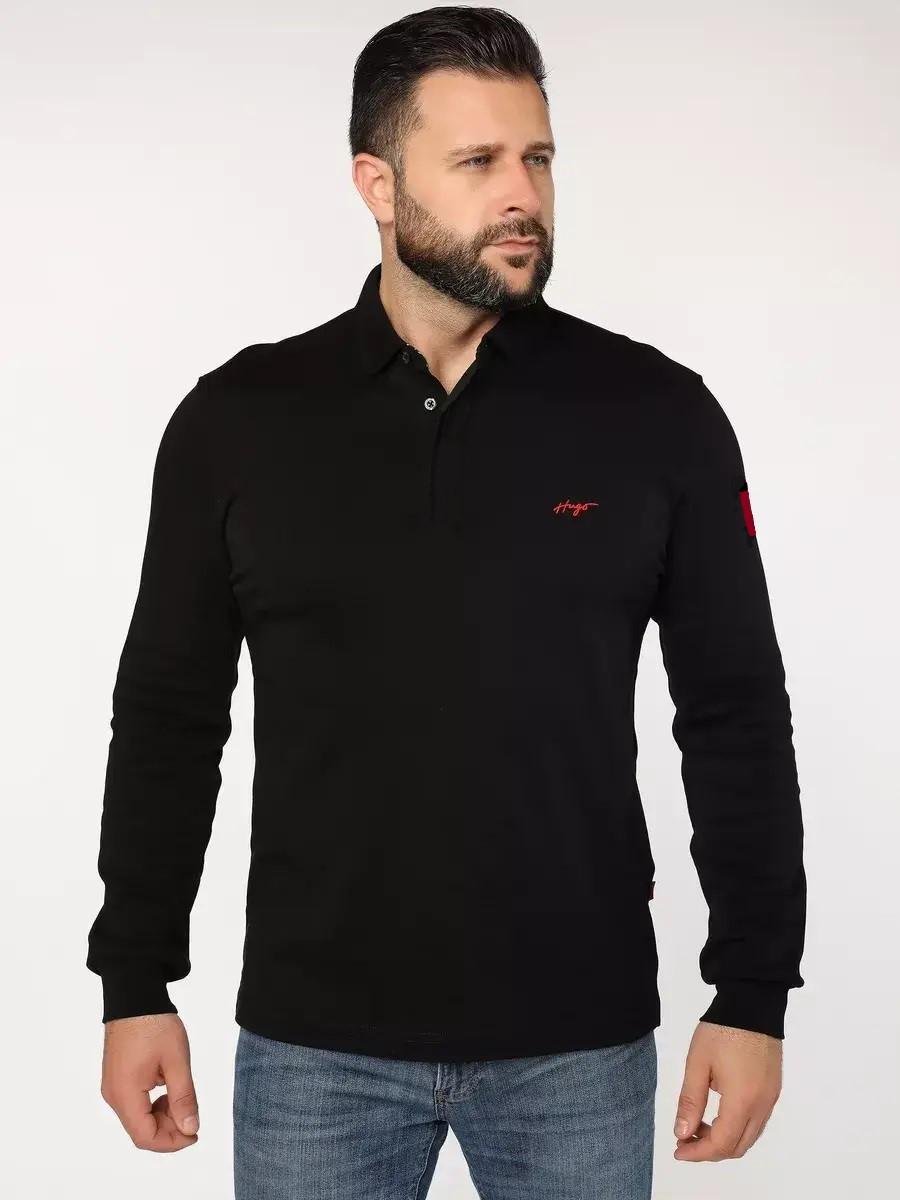 Поло мужское Hugo Boss Interlock HB-15031BL с длинным рукавом 2XL