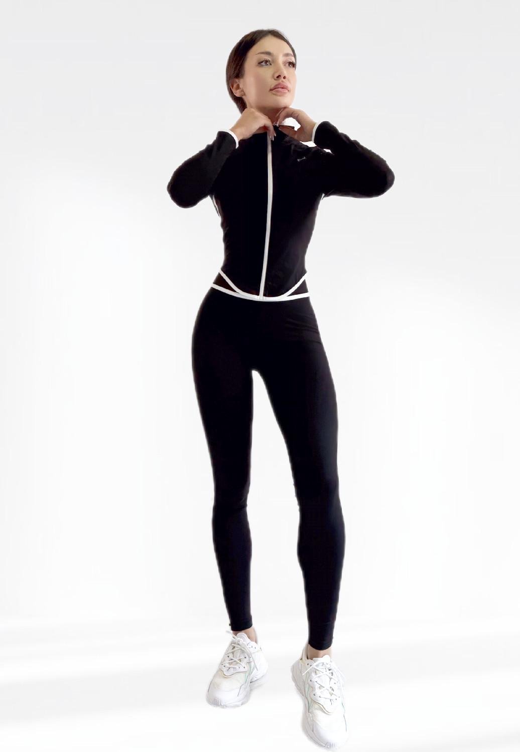 Костюм для фитнеса женский LILAFIT лосины пуш ап/топ/кофта L Черный (LFS000159) - фото 3