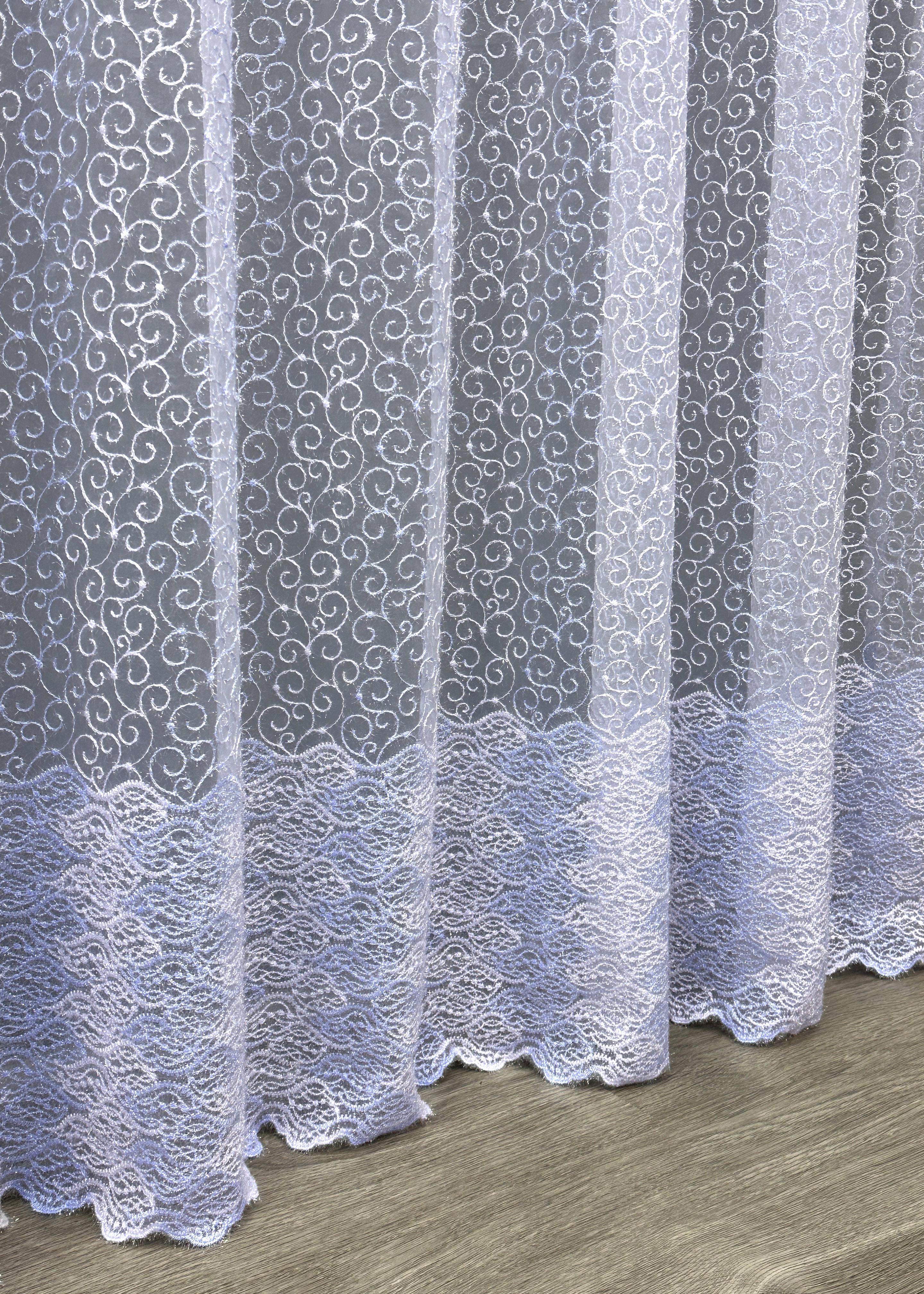 Тюль VR-Textil 1686т Органза з вишивкою та люрексом 300х270 см Блакитний/Білий (42-0725) - фото 8 Тюль VR-Textil 1686т Органза з вишивкою та люрексом 300х270 см Блакитний/Білий (42-0725) - фото 8