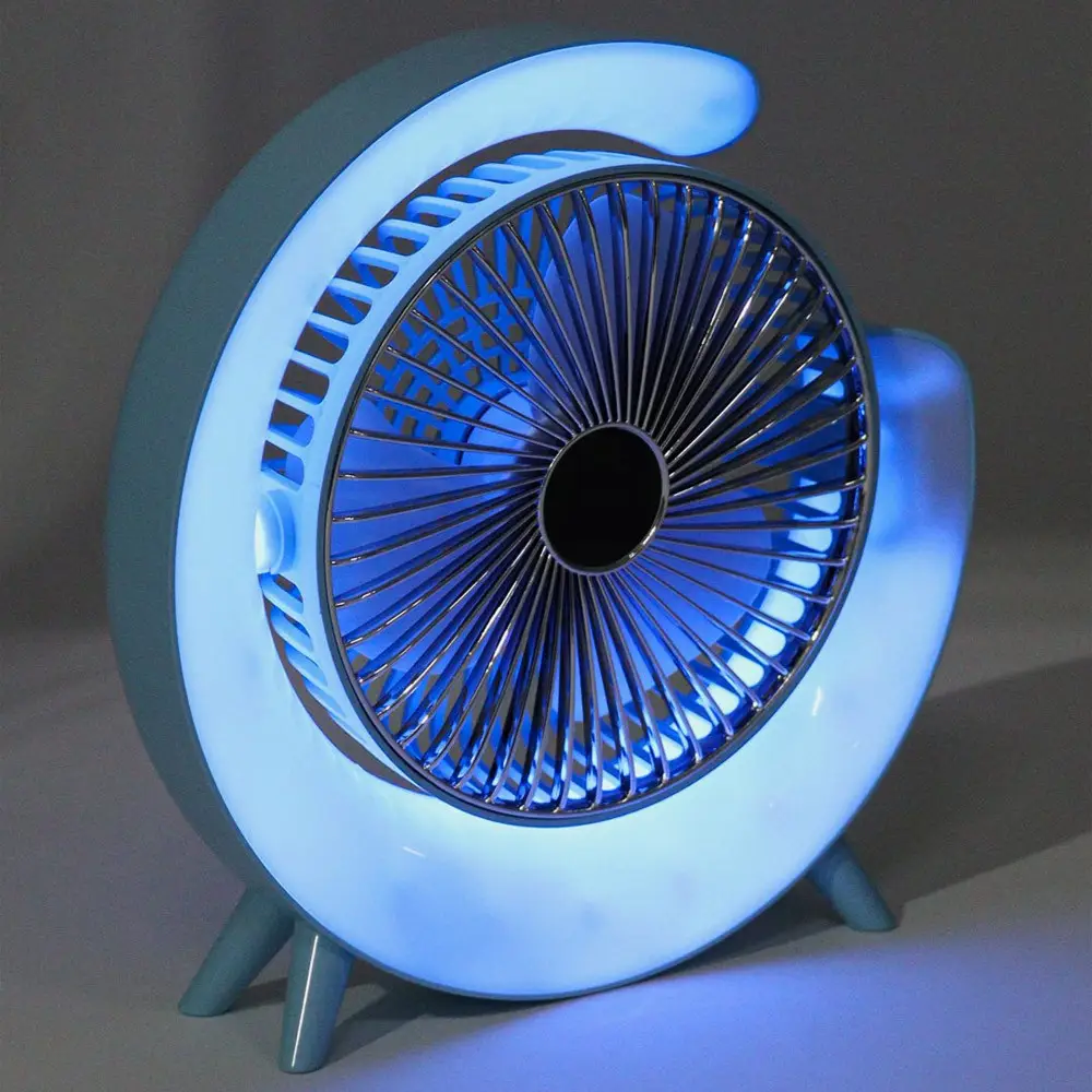 Вентилятор настільний акумуляторний RGB 180° USB Блакитний (25411388) - фото 8 Вентилятор настільний акумуляторний RGB 180° USB Блакитний (25411388) - фото 8