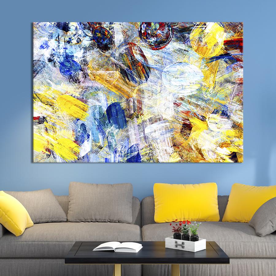 Настінний декор картина на холсті для інтер’єру Абстракція безладний колір 51x34 см (40-1)