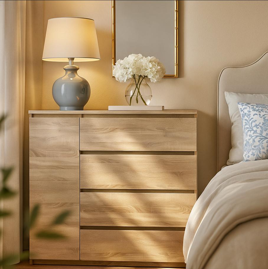 Комод Мастер Форм Брайт ДСП 4/1 телескопічні напрямні лівосторонній 1000х376х950 мм Сонома Комод Мастер Форм Брайт ДСП 4/1 телескопічні напрямні лівосторонній 1000х376х950 мм Сонома