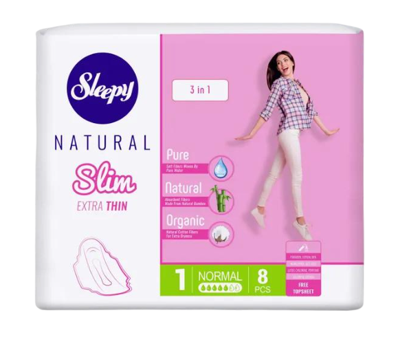 Прокладки гигиенические ультратонкие Sleepy Slim Normal-1 №8 240 мм (000006110)