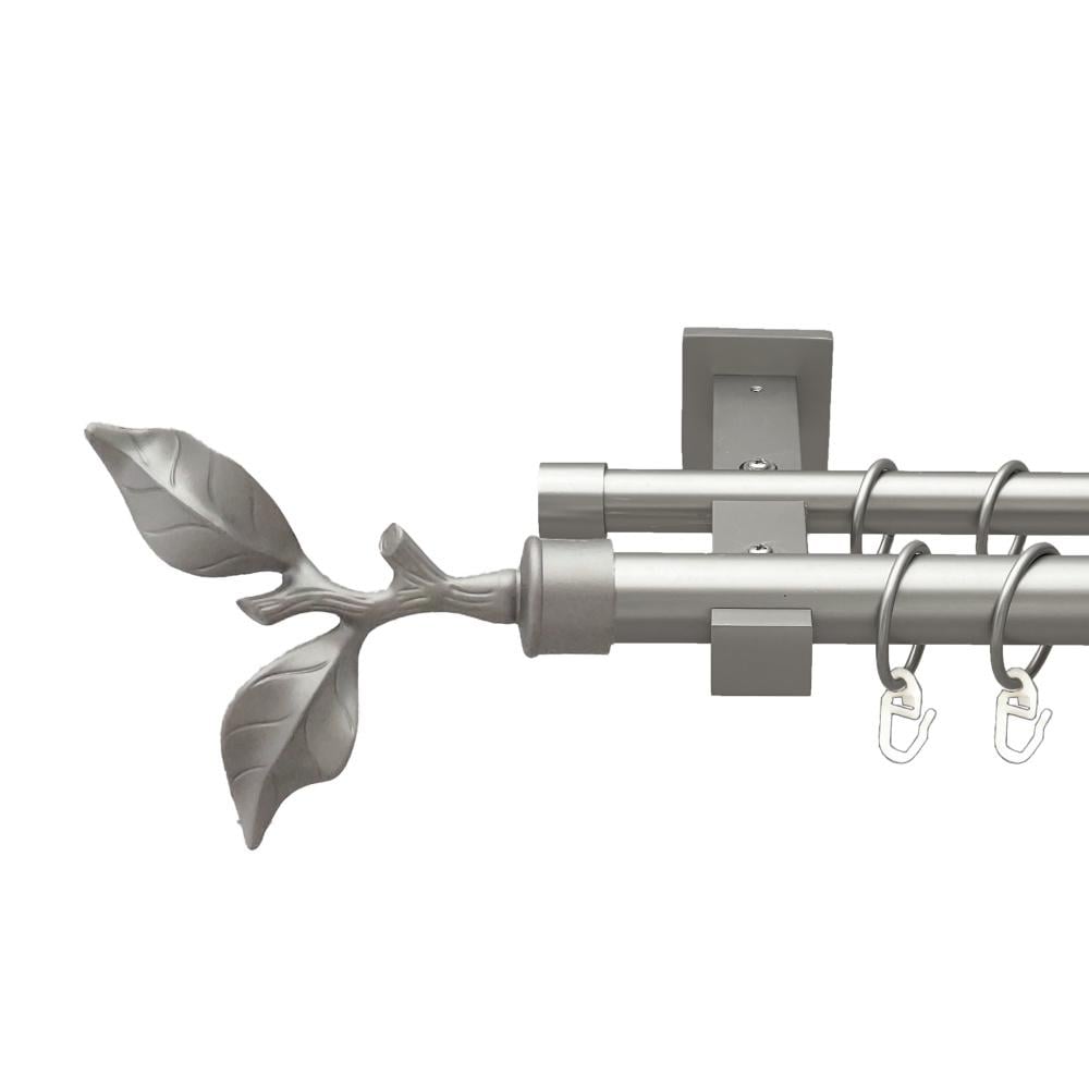 Карниз Orvit Листок Троянди металевий дворядний техно гладка труба кільце металеве 25/19 мм 240 см Сатин (00-00026391)