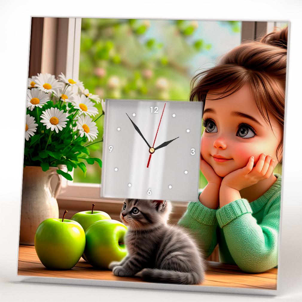 Годинник Дівчинка і весна 260x260 мм (C04657) - фото 1 Годинник Дівчинка і весна 260x260 мм (C04657) - фото 1