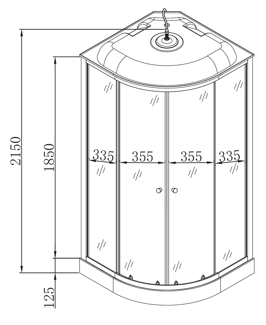 Бокс душевой с гидромассажем MIXXUS STRONG SBH02 FB SATIN низкий поддон 90x90x215 см (MI6890) - фото 4