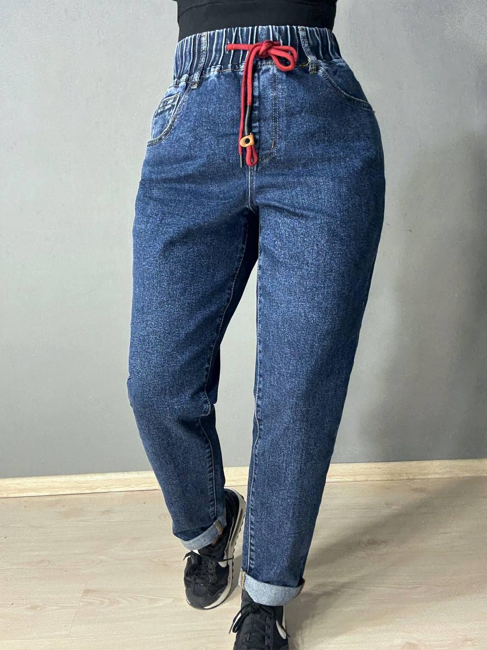 Джинси жіночі Vanver 8275 MOM на резинці зі шнурком великі розміри р. 38 Синій (5147)