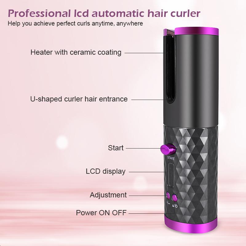 Бездротова плойка Hair Curler автоматична з акумулятором Чорний - фото 7