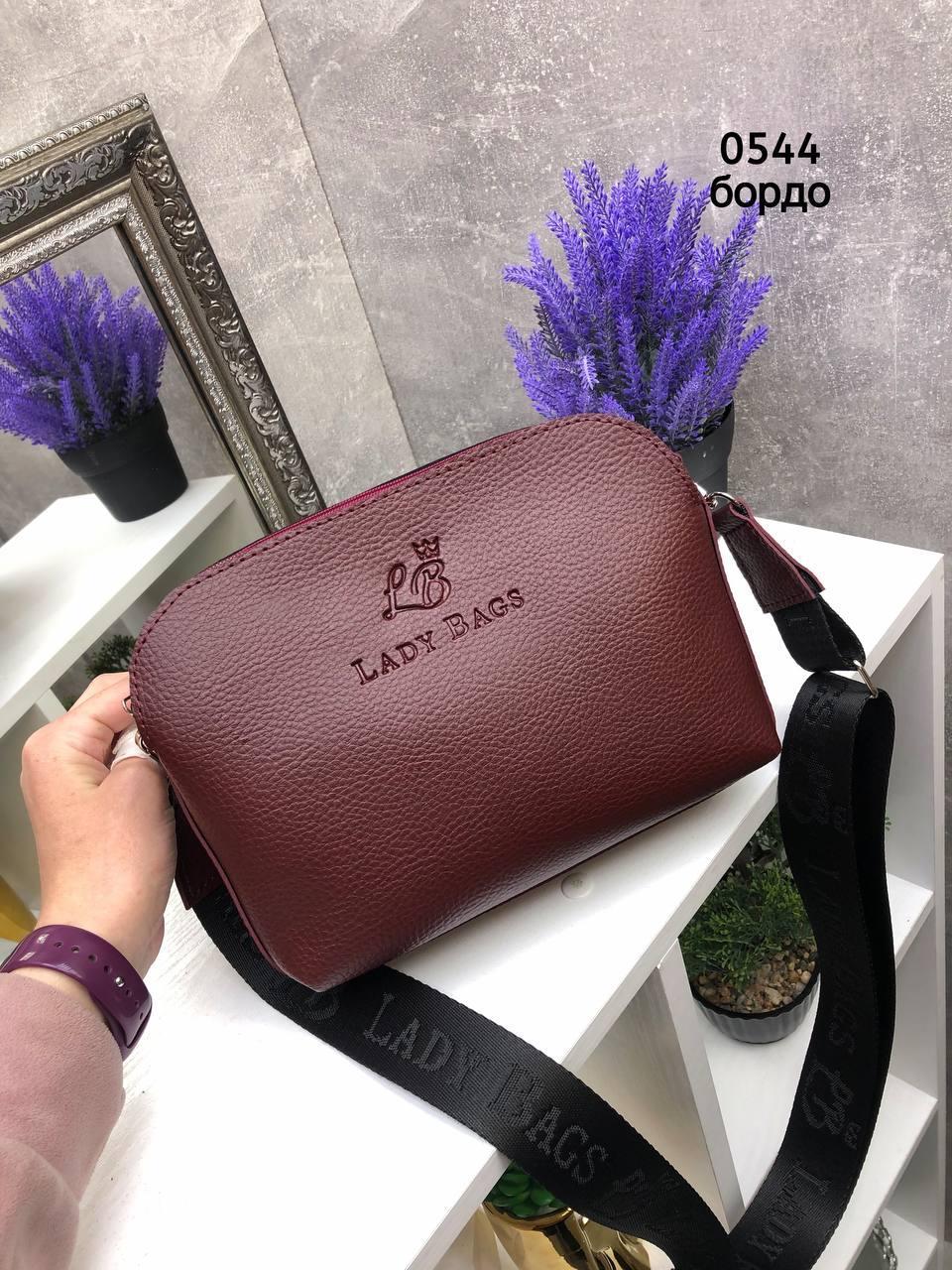 Клатч кросс-боди женский через плечо с широким ремнем Бордовый (2332046614) - фото 3