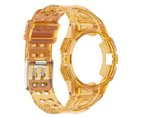 Ремешок Color Transparent с чехлом для Samsung Galaxy Watch4/Watch5 44 мм Оранжевый